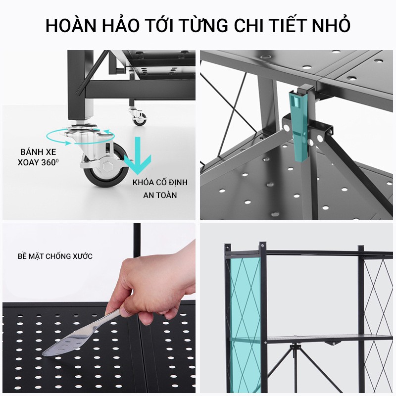 Kệ Để Lò Vi Sóng Đa Năng 3/4/5 Tầng Thu Gọn Không Gian, Kệ Để Đồ Nhà Bếp Cao Cấp