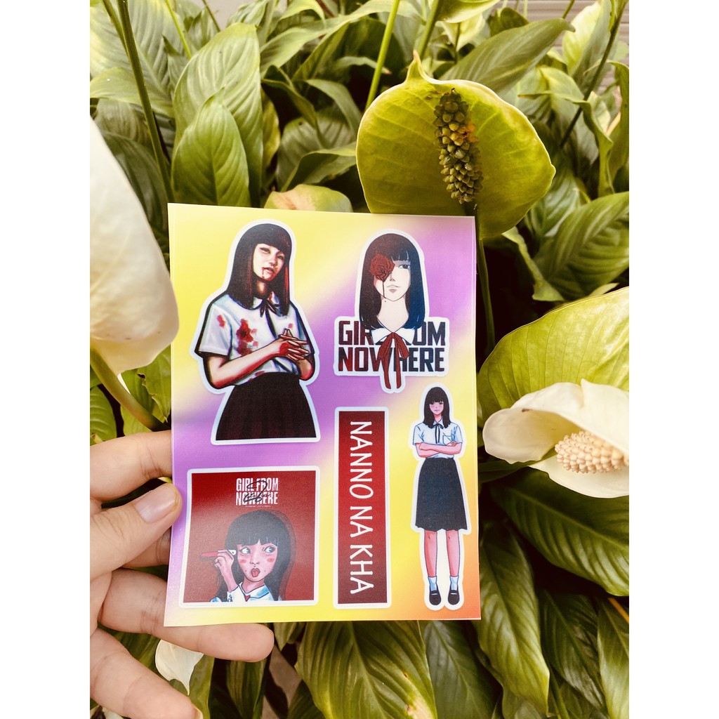 Sticker Nanno - Cô Gái Đến Từ Hư Vô Chất Liệu PVC Chống Nước | STK118 | Sticker Dán Mũ Bảo Hiểm Bình Nước Laptop Vali