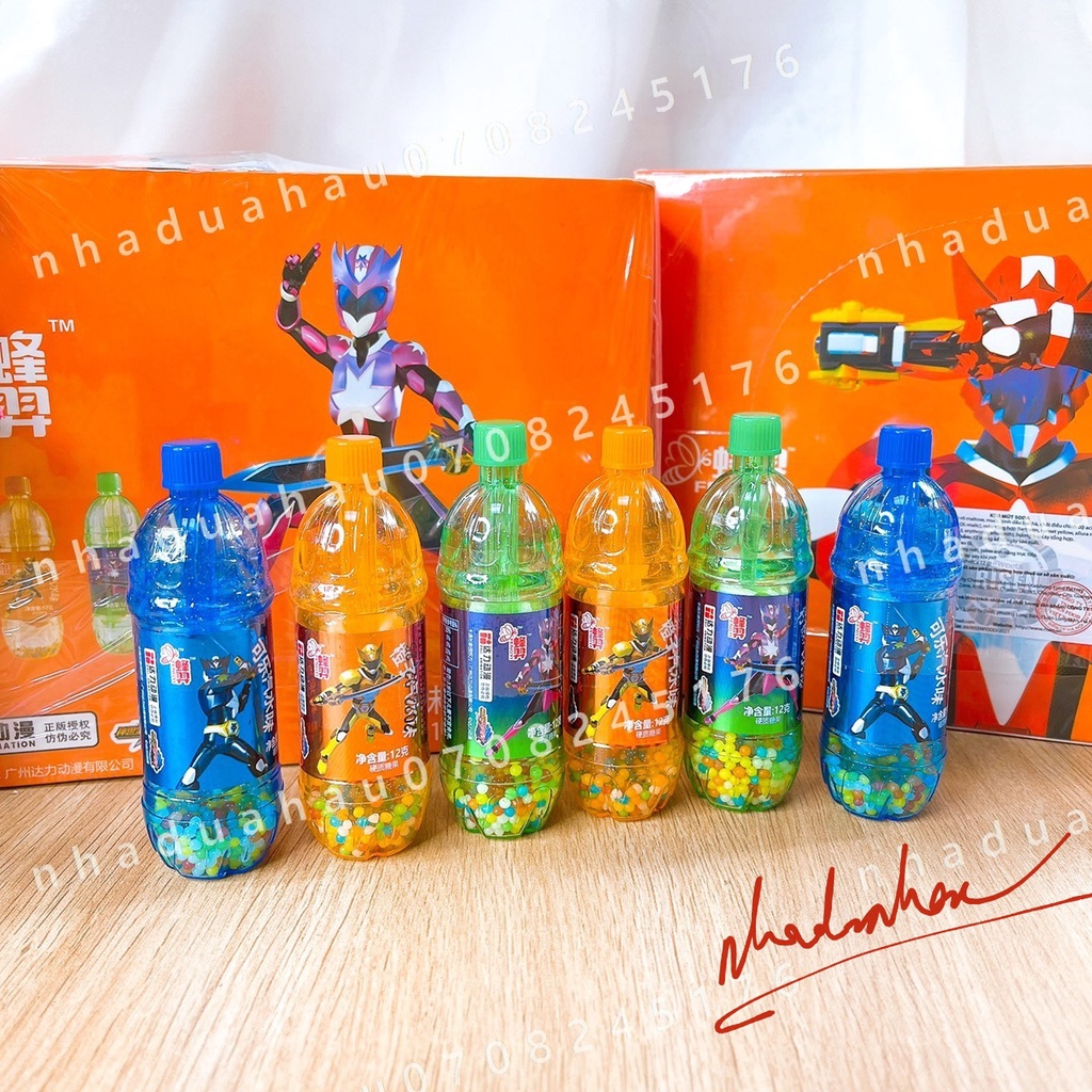 Combo 3 cây kẹo mút phủ cốm vị soda hình chai nước ngọt dễ thương Kengji Hongkong cây 12 gam