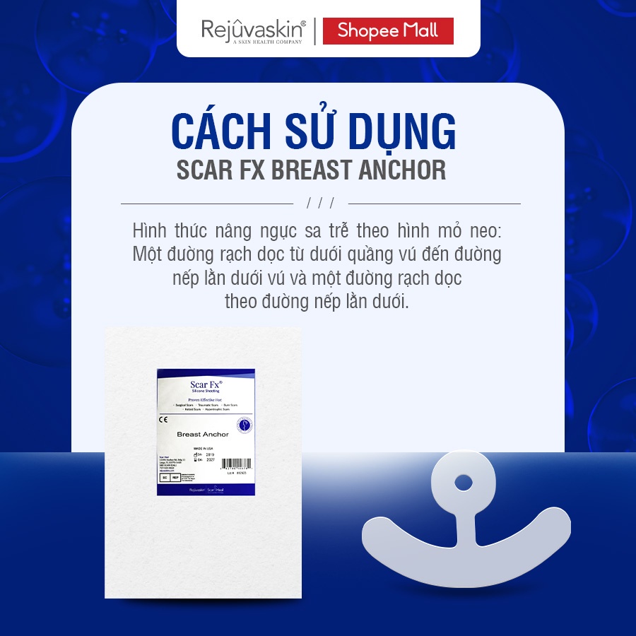 Miếng dán xóa mờ sẹo phẫu thuật ngực REJUVASKIN Scar FX Breast Anchor