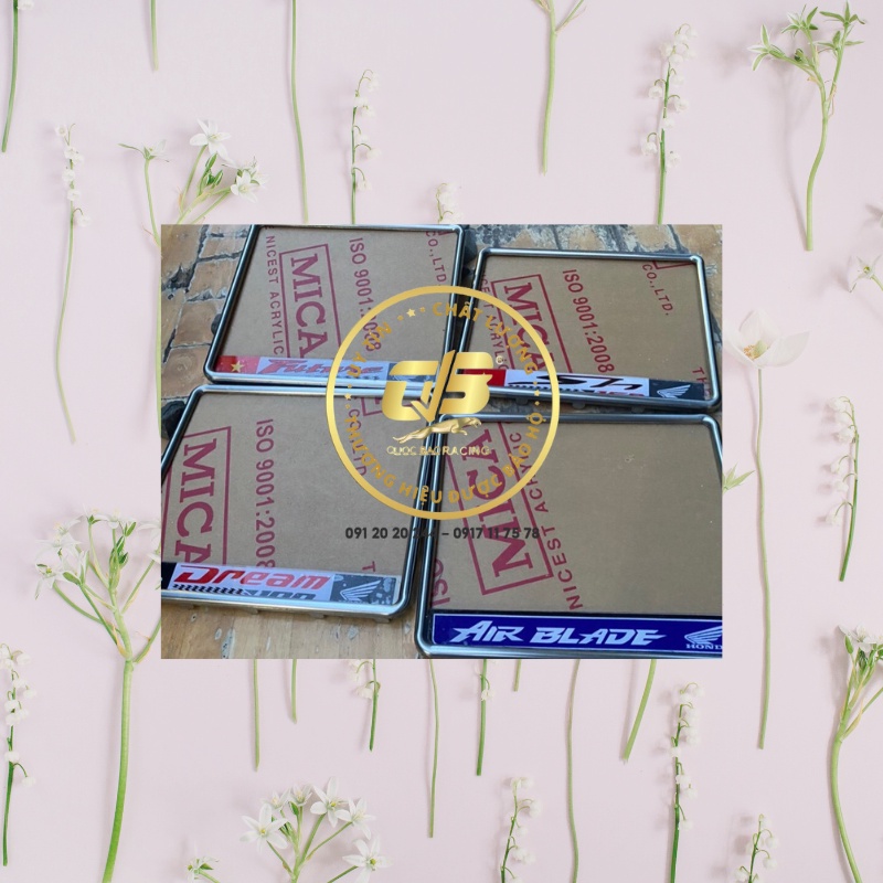 Bộ Khung biển số xe máy inox như hình theo tên xe: AB, VISION, FUTURE