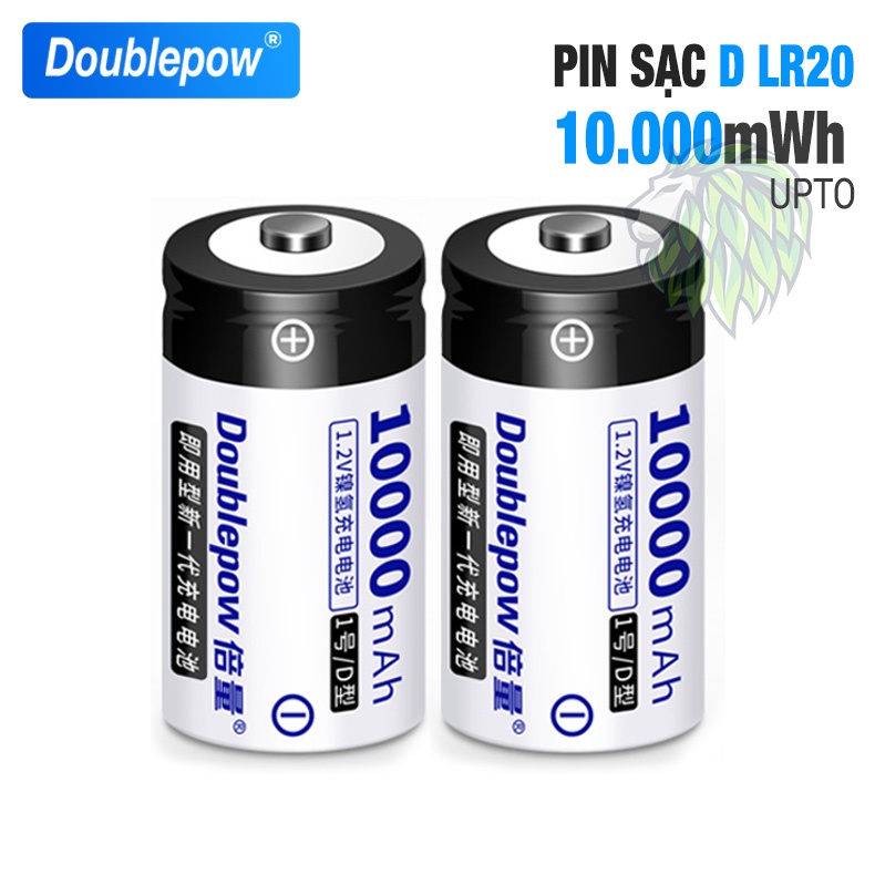 Pin Sạc D LR20 Doublepow Dung Lượng Cao Dùng Cho Đèn Pin, Bếp Ga, Radio