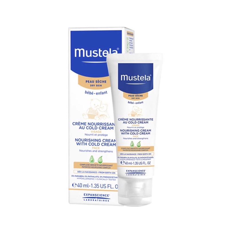 Kem Dưỡng Da Mặt Cho Trẻ Sơ Sinh &amp; Em Bé Da Khô Mustela Nourishing Cream With Cold Cream 40ml