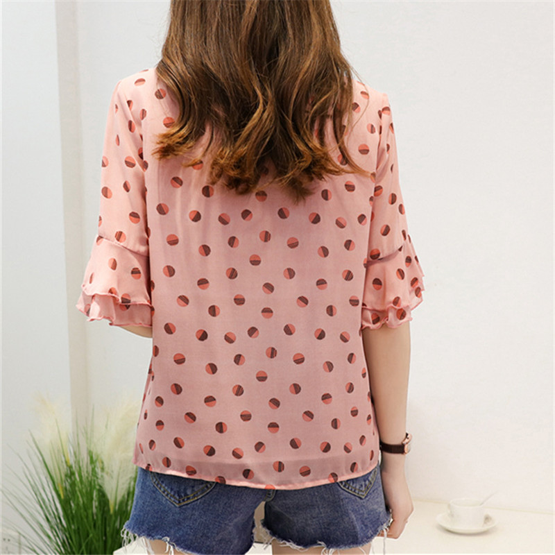 Áo Voan Tay Xòe Họa Tiết Chấm Bi Xinh Xắn Dành Cho Nữ / Size 4xl