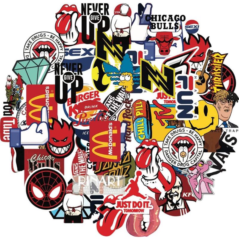 Bộ Sticker Local Colorful Brand dán vali điện thoại laptop