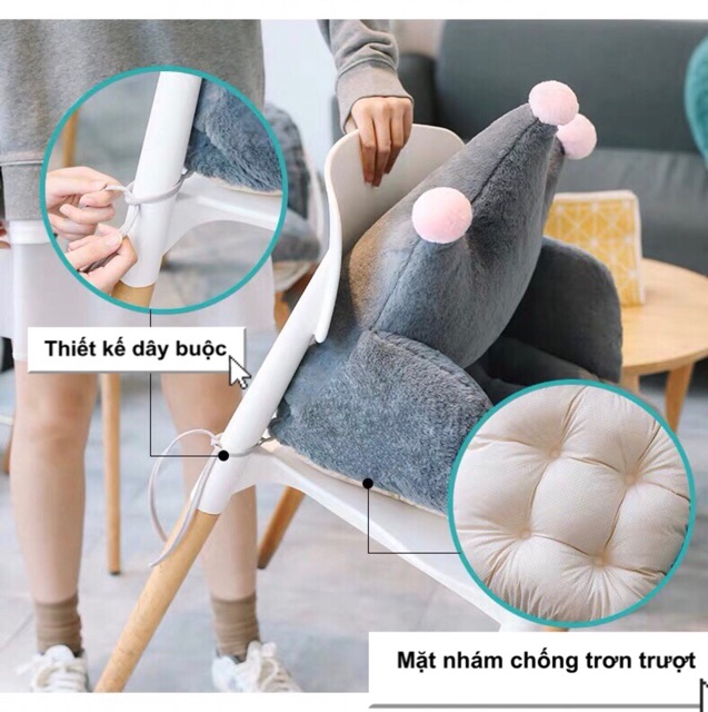 Đệm lót ghế tựa nệm ngồi mềm văn phòng gia đình vương miện, tai mèo, tai thỏ dễ thương nhã nhặn ngồi thoải mái dễ chịu