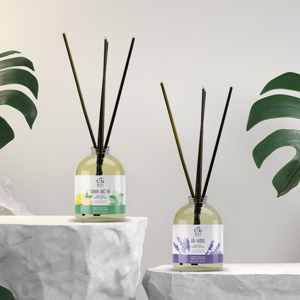 Nước hoa tinh dầu thơm phòng thiên nhiên khuếch tán que gỗ May Fragrance | Thanh lọc không khí, khử mùi xua muỗi