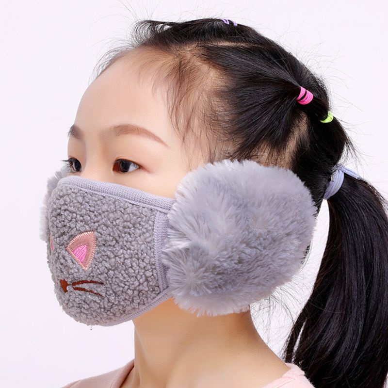 Bông Chụp Tai Chống Gió Bằng Vải Cotton Thêu Họa Tiết Hoạt Hình Dễ Thương
