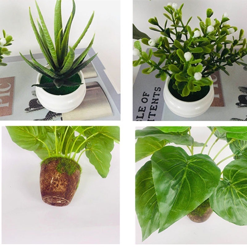 Chậu Cây Bonsai Giả Mini Màu Xanh Lá Dùng Trang Trí Nhà Cửa