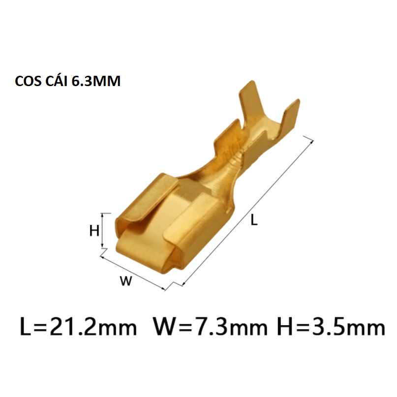 Đầu cos 6.3 mm đực cái bằng đồng (dành cho loại đầu nối 6.3mm)