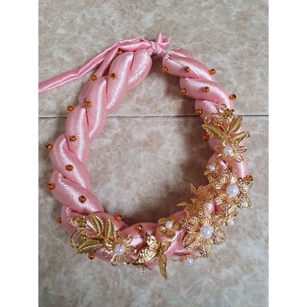 Mấn  xoắn đôi đính hoa kim loại, mấn đội đầu, mấn tết