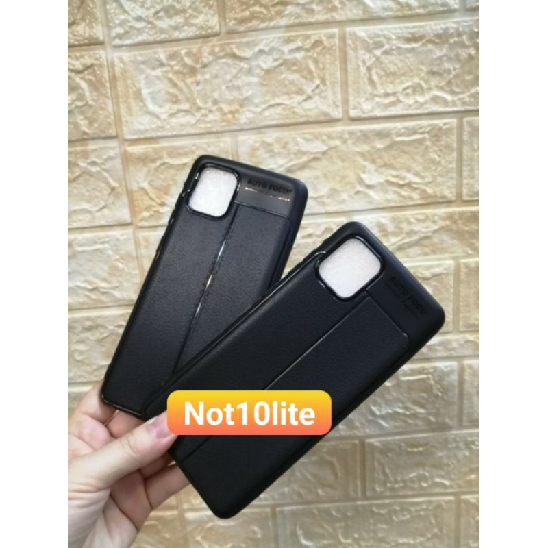 Ốp lưng dẻo Auto Focus cho Galaxy  Note 10 Lite vân giả da chống sốc