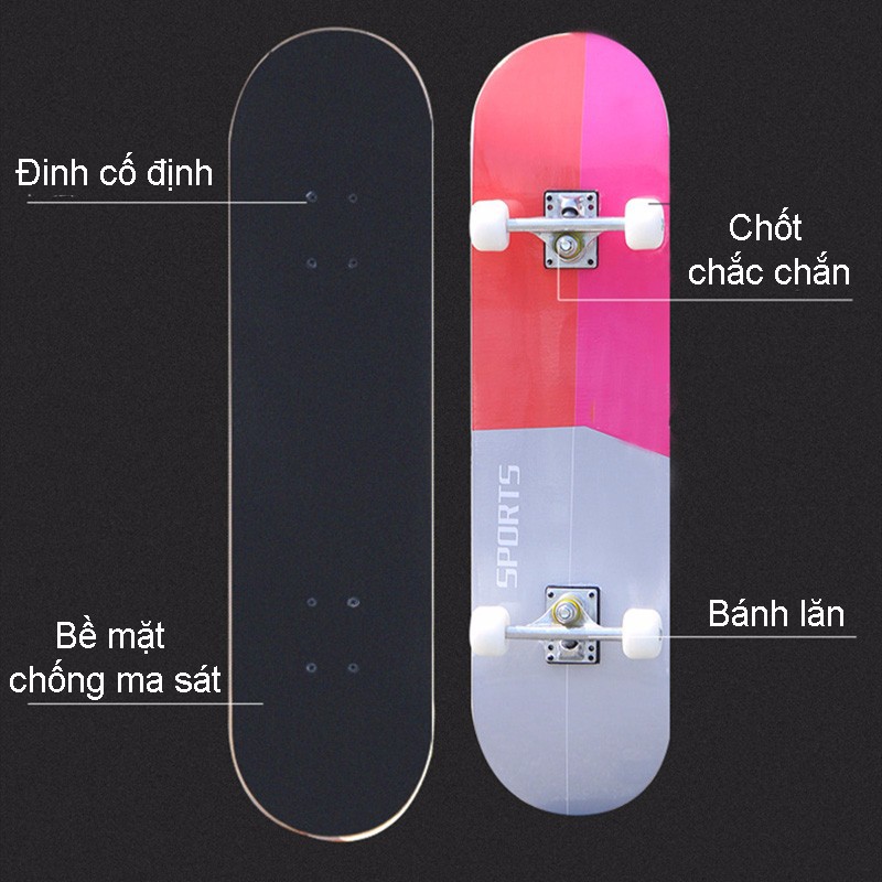 [FREE SHIP] Ván trượt skateboard thể thao chất liệu gỗ phong ép cao cấp 7 lớp mặt nhám