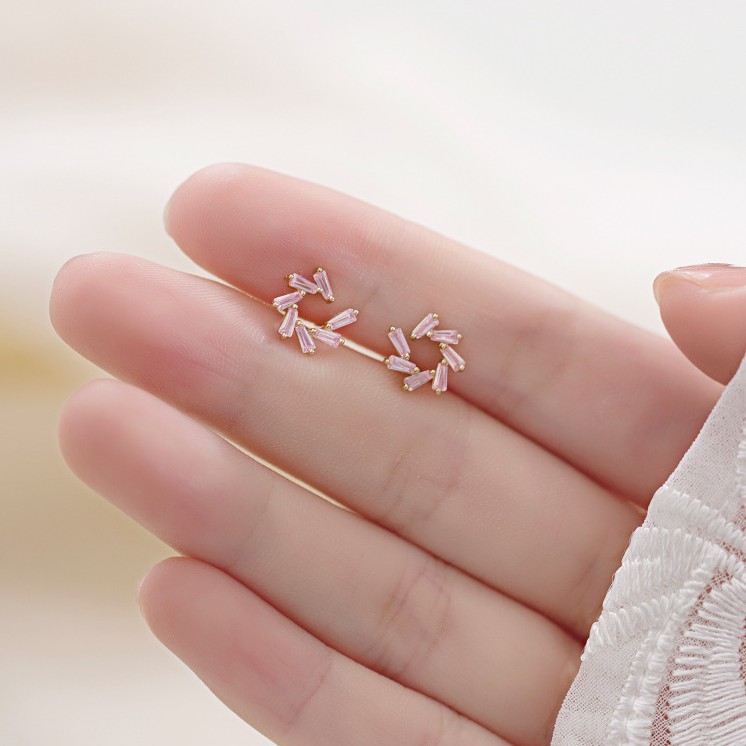 Bông Tai Mạ Bạc 925 Đính Đá Thạch Anh Tím Thời Trang Cho Nữ