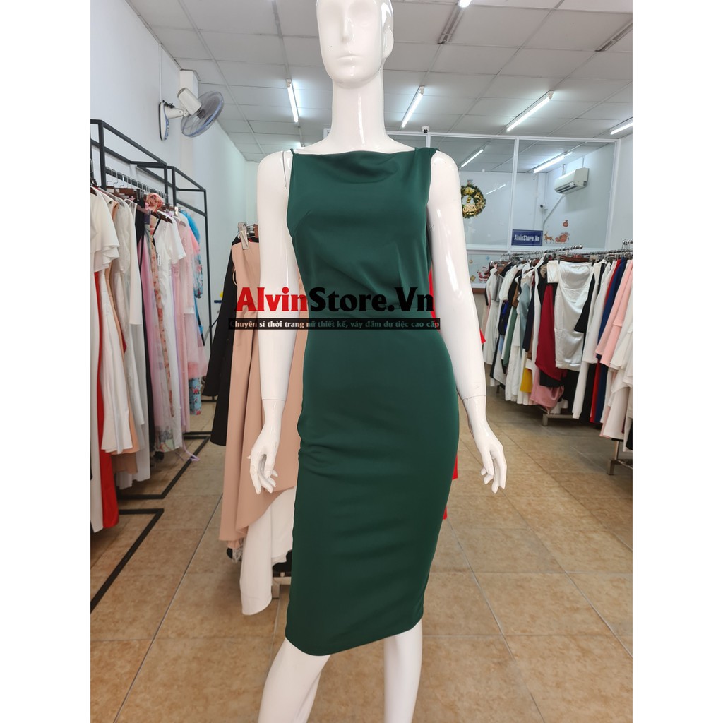 [Hình Thật - Shop Váy Đẹp] Đầm Dự Tiệc Ôm Body Thiết Kế Kín Cổ Hở Lưng Sexy Tôn Dáng Như Ngọc Trinh 👗