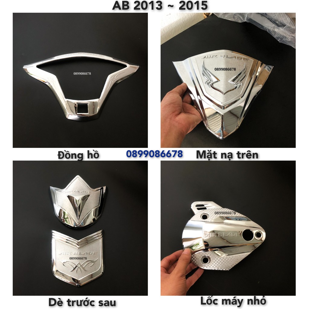 Phụ Kiện Ốp Xe AirBlade (AB) 2013, 2014, 2015 - Crom- Phụ kiện Đồ chơi Ốp trang trí bảo vệ xe máy Honda Air Blade