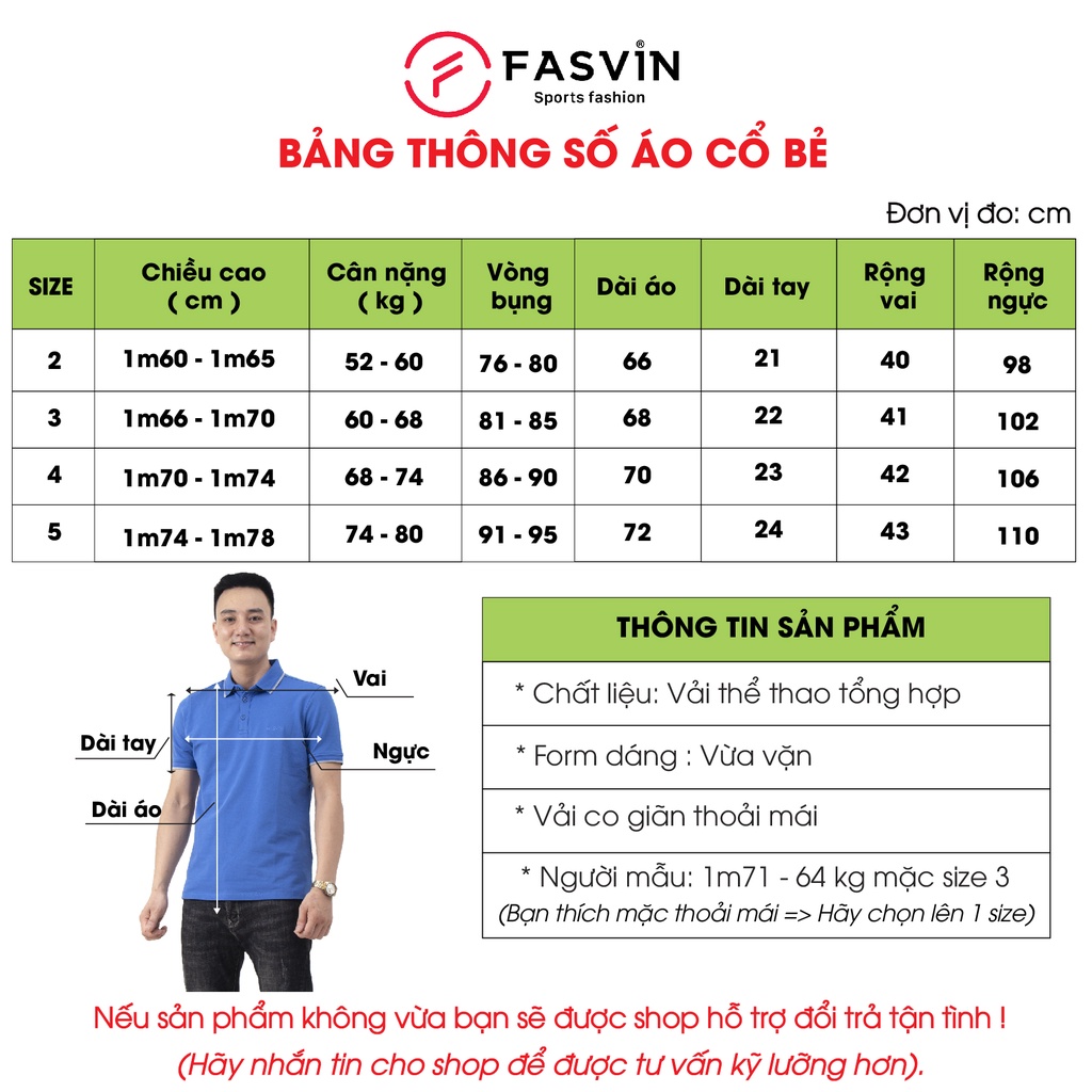 Áo POLO thể thao nam Fasvin PL21458.HN vải Askin cao cấp co giãn thoải mái | BigBuy360 - bigbuy360.vn