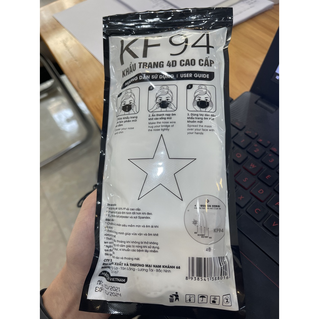 Khẩu Trang KF94 Y Tế 4D Hàn Quốc Chống Bụi Mịn Kháng Khuẩn Hàng Cao Cấp NK+ MASK - Yeahome Care
