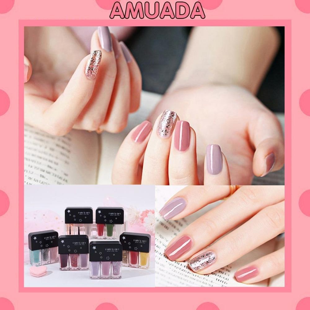 Combo 3 lọ sơn móng tay Amuada sơn gel lì phong cách hàn quốc nhiều màu SM12