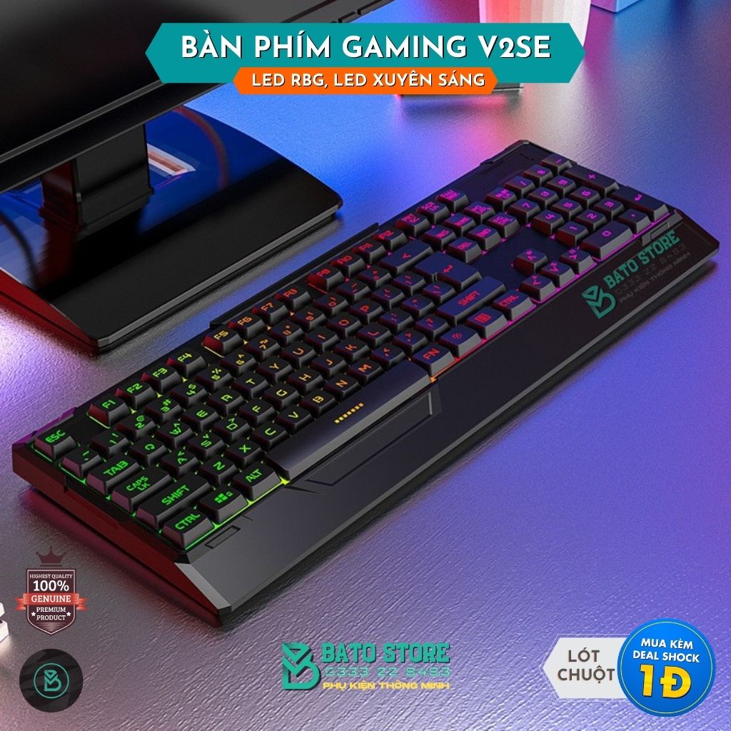 Bộ Bàn Phím Giả Cơ Yindiao V2SE Và Chuột Gaming - Phím Êm, Led RBG