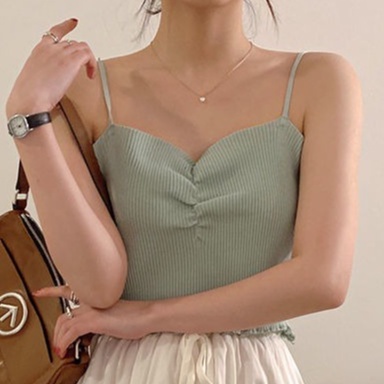 Áo Hai Dây Ngắn Mỏng Co Giãn Màu Trơn Thời Trang Mùa Hè Dành Cho Nữ