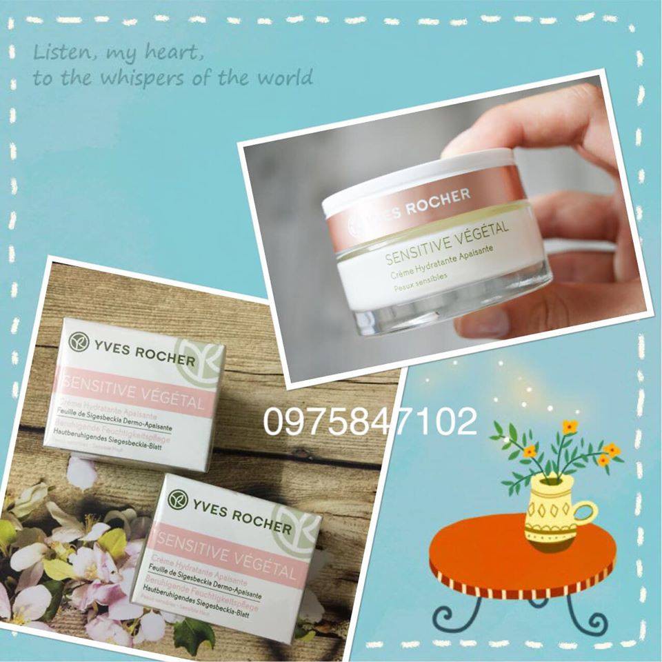 Kem dưỡng ẩm dành cho da nhạy cảm Sensitive Vegetal Yves Rocher 50ml