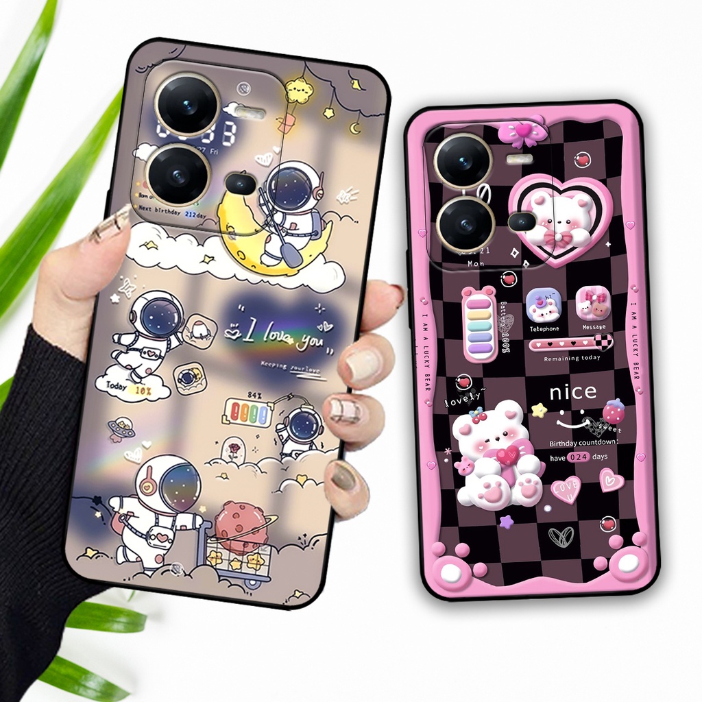 Ốp lưng Vivo V25 - V25e hình gấu, vũ trụ ngân hà chibi. ốp chống sốc bền đẹp