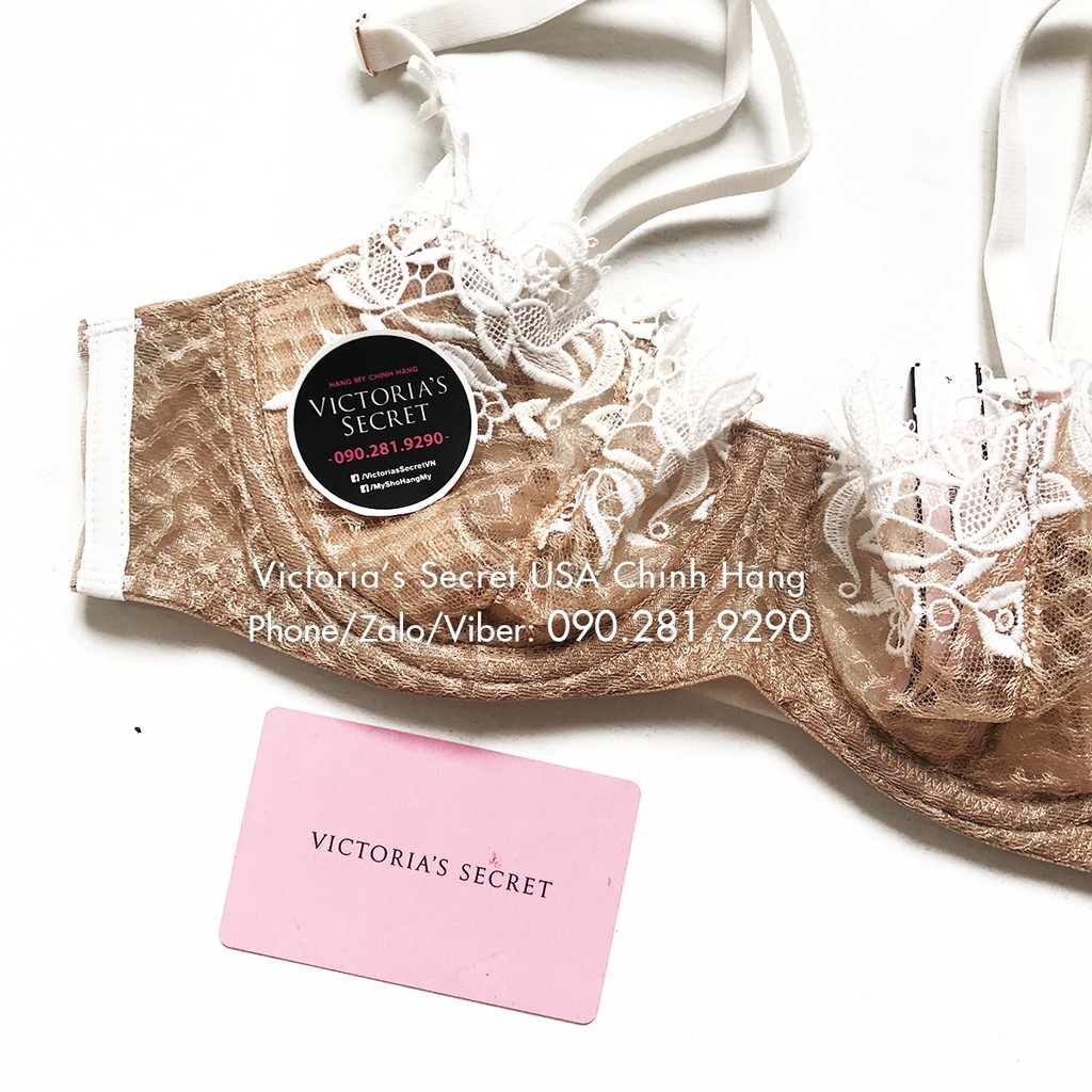 (34B/B75 - Bill Mỹ) - Áo ngực nude hoa trắng (103) không mút, Dream Angels, Nude Coco - Victoria's Secret USA | BigBuy360 - bigbuy360.vn