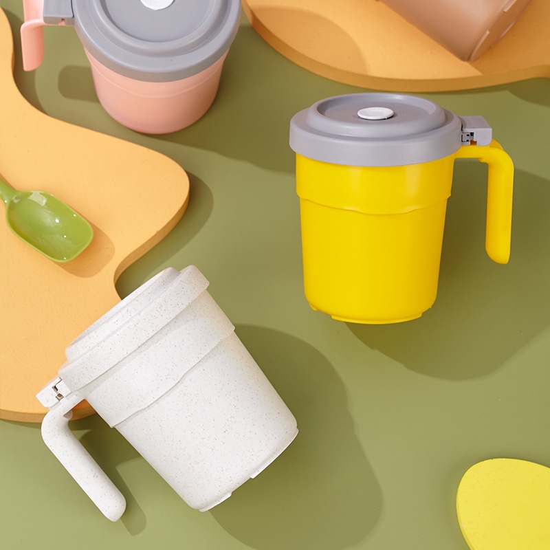 Bình Nước 550ml Có Tay Cầm Và Ống Hút Bằng Nhựa In Họa Tiết Hoạt Hình Dễ Thương Cho Học Sinh