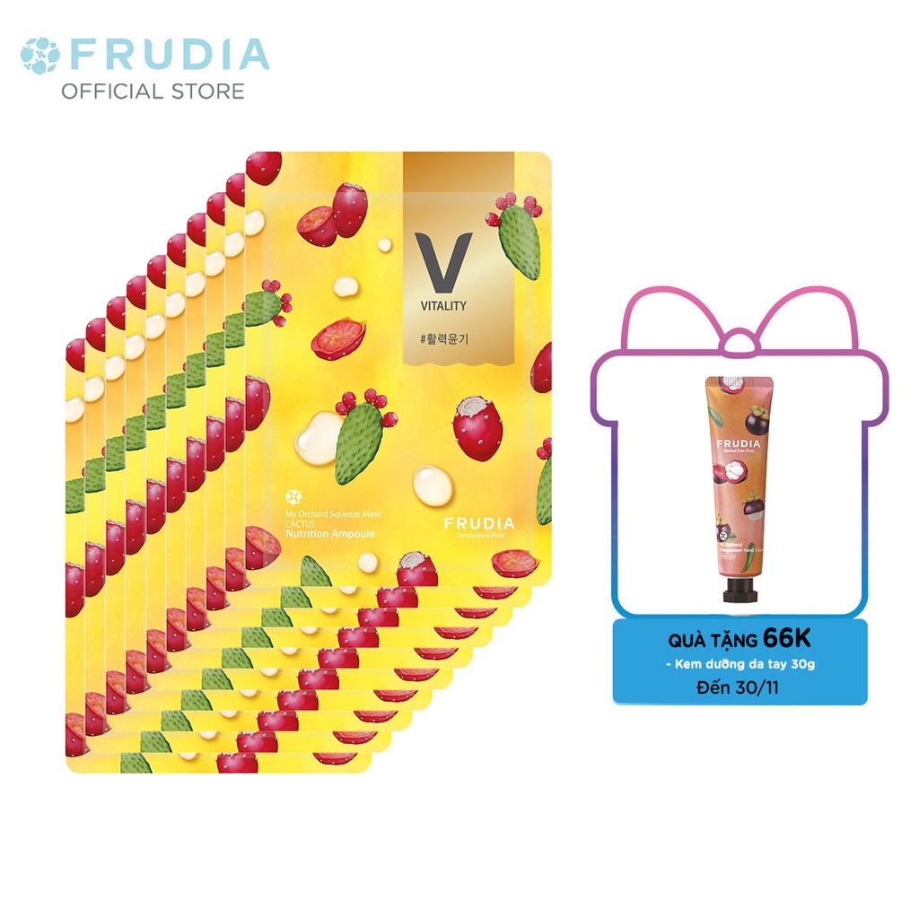 [Tặng 66k] 10 Miếng Mặt Nạ Giúp Nuôi Dưỡng Da Từ Xương Rồng Frudia My Orchard Squeeze Mask Cactus 20mlx10pcs/Box