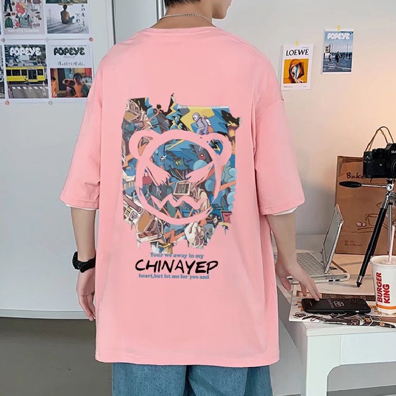 Áo Thun Dáng Rộng In Họa Tiết Hoạt Hình Phong Cách Hàn Quốc Thời Trang Mùa Hè Cho Nam Và Nữ Size M-8XL