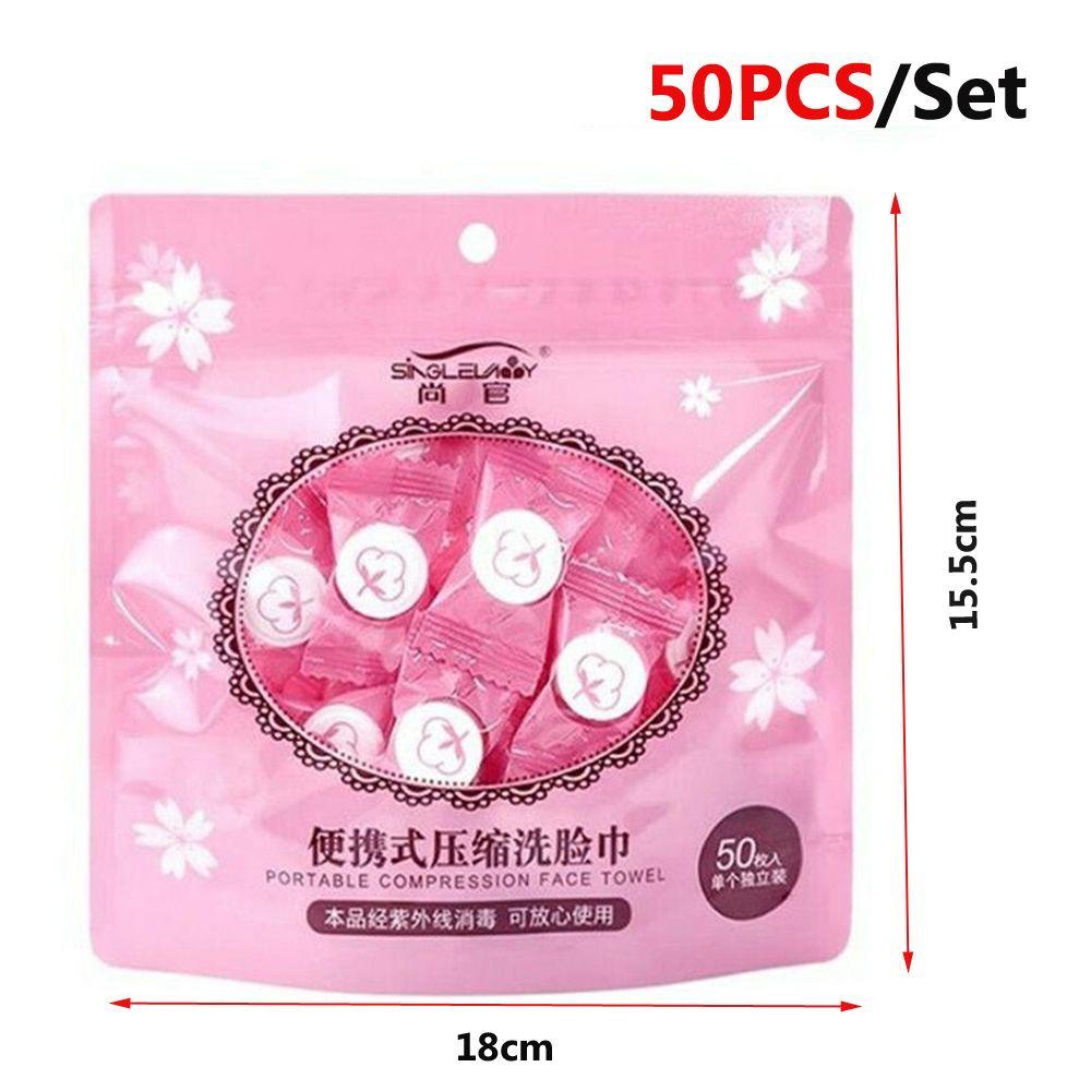 JUNE Bộ 12 / 30 / 50 Khăn Giấy Nén Bằng Cotton Nguyên Chất Dùng Khi Đi Du Lịch