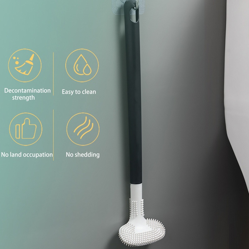 Bàn Chải Cọ Rửa Toilet Cán Dài Bằng Silicone Chống Trượt
