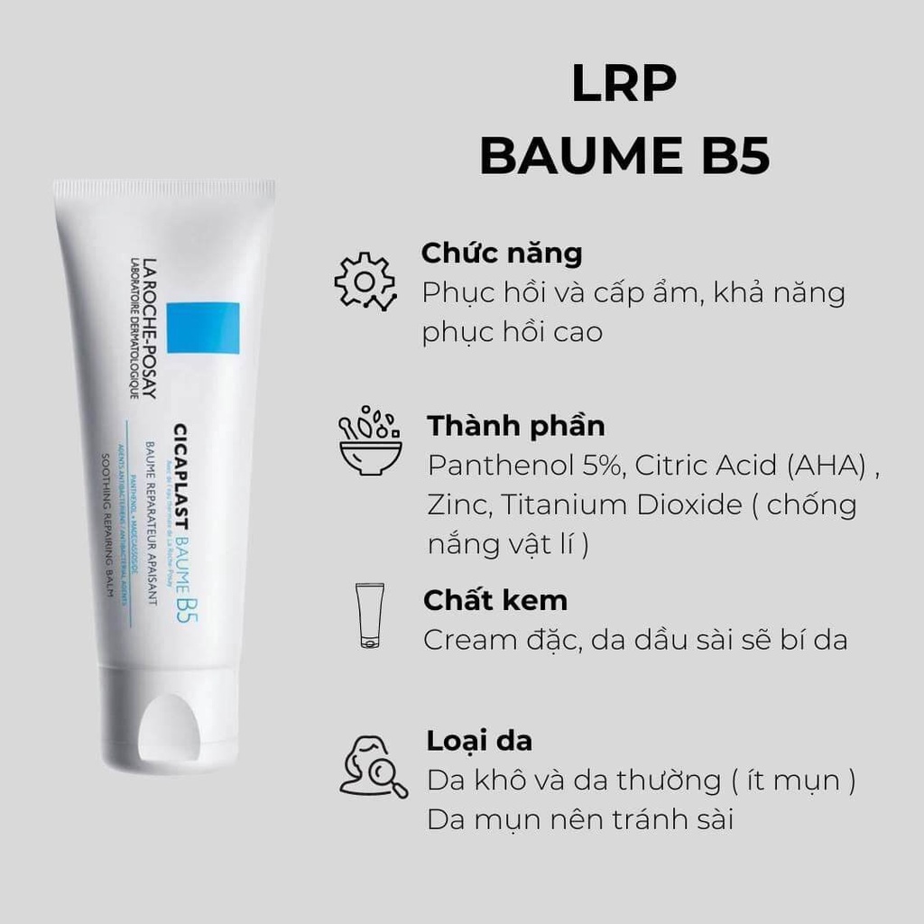 Kem dưỡng La Roche-Posay Baume B5 cho da khô - Gel Dưỡng Da B5 La Roche Posay Cicaplast cho da dầu mụn/da hỗn hợp