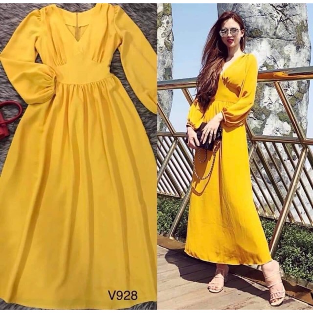 Đầm vàng maxi