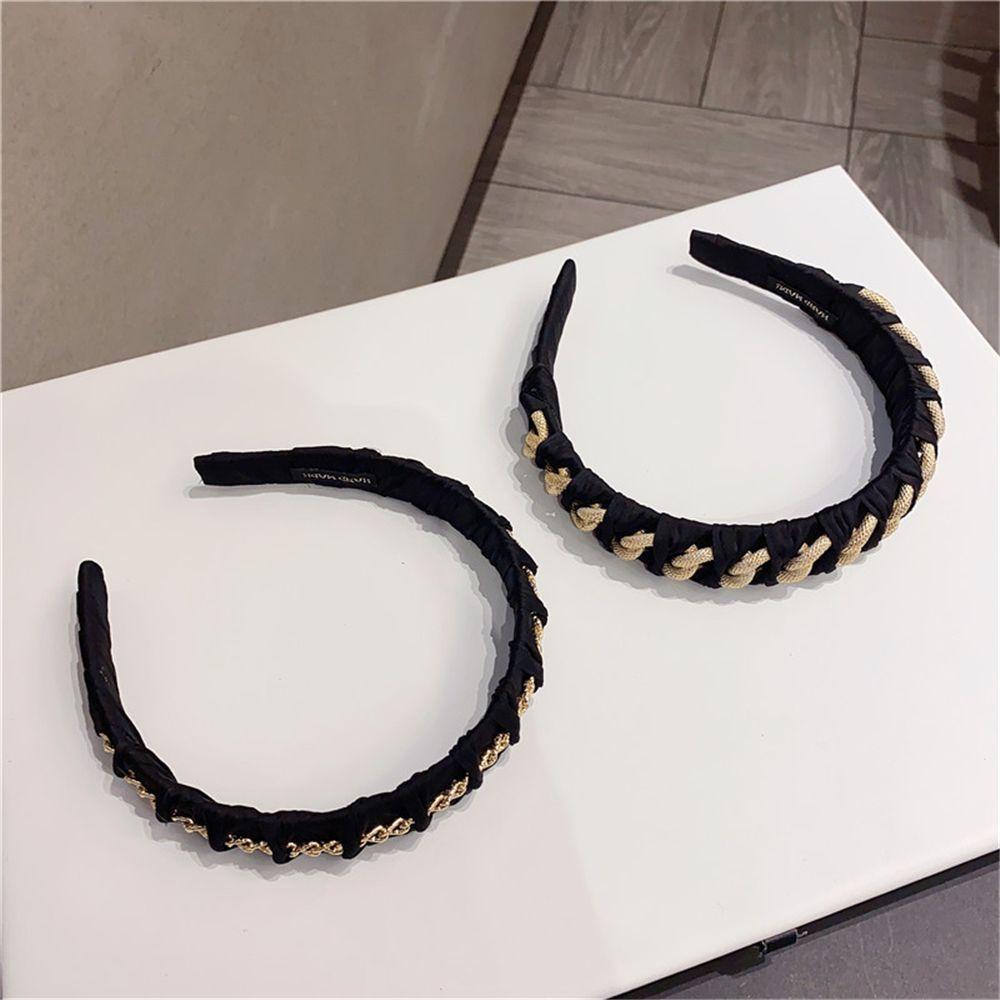 SHOUKEY Kẹp Tóc Kim Loại Màu Đen Phối Chuỗi Xích Handmade Thanh Lịch Cho Nữ