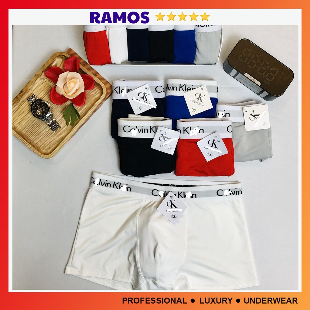 Combo 4 Quần lót nam thun lạnh chính phẩm, quần sịp nam đùi rẻ đẹp đủ màu từ 40-80kg | Ramos