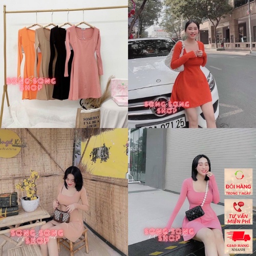 Đầm cổ vuông Xòe - song song shop