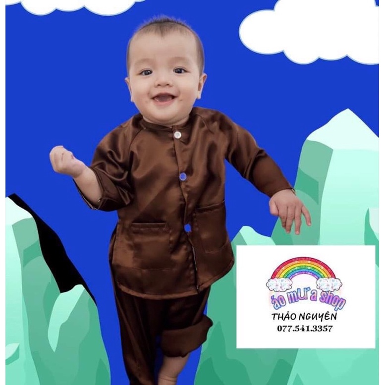 Bộ quần áo bà ba cho bé trai bé gái  chất lụa siêu mát