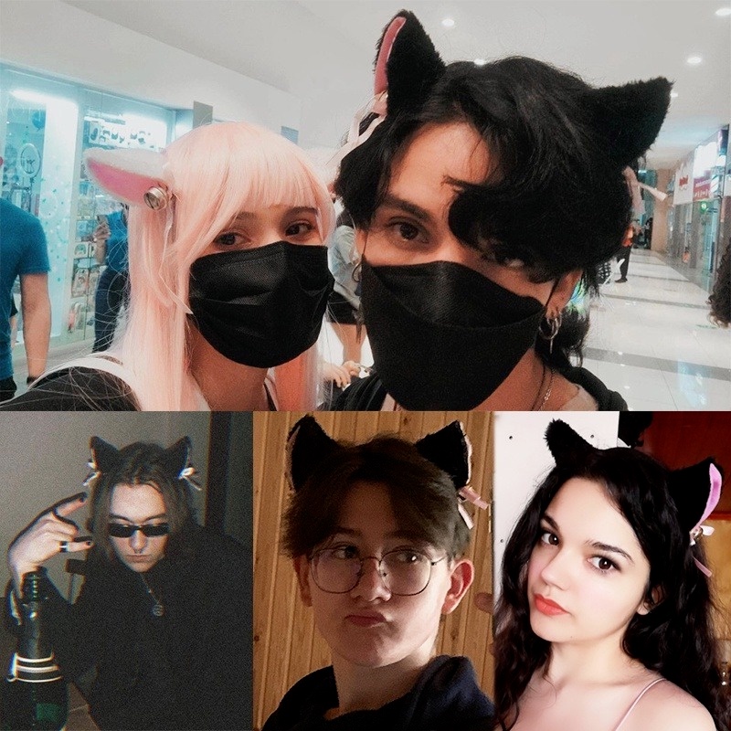 Cài tóc hình tai mèo vải lông nhung nhiều màu dễ thương