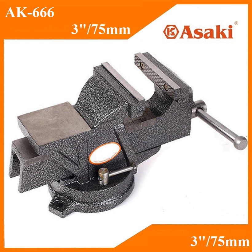 Ê tô bàn nguội 75mm/3" xoay 360 độ Asaki AK-666, E tô chất lượng cao giá tốt, shop uy tín