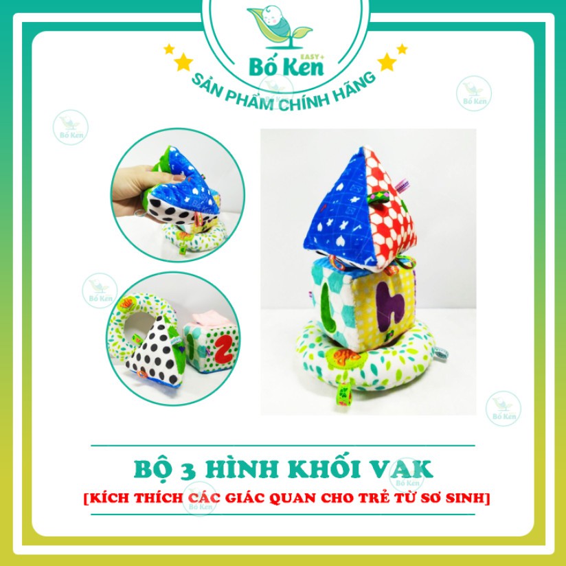 Đồ chơi vải - Bộ 3 hình khối VAK – Kích thích giác quan, tương tác - Tập Tummy Time Cho Trẻ [PiPo Viet Nam]