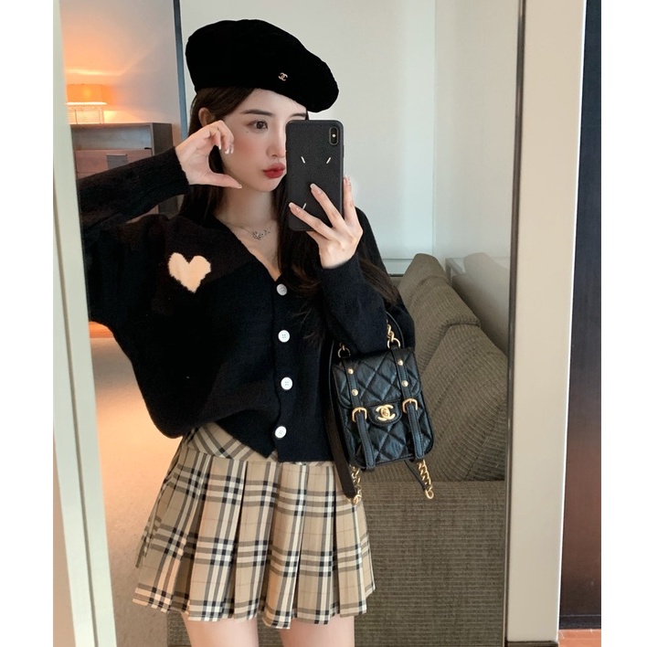 Áo Khoác Cardigan Dệt Kim Tay Dài Họa Tiết Trái Tim Phong Cách Hàn Quốc Thời Trang Cho Nữ | BigBuy360 - bigbuy360.vn