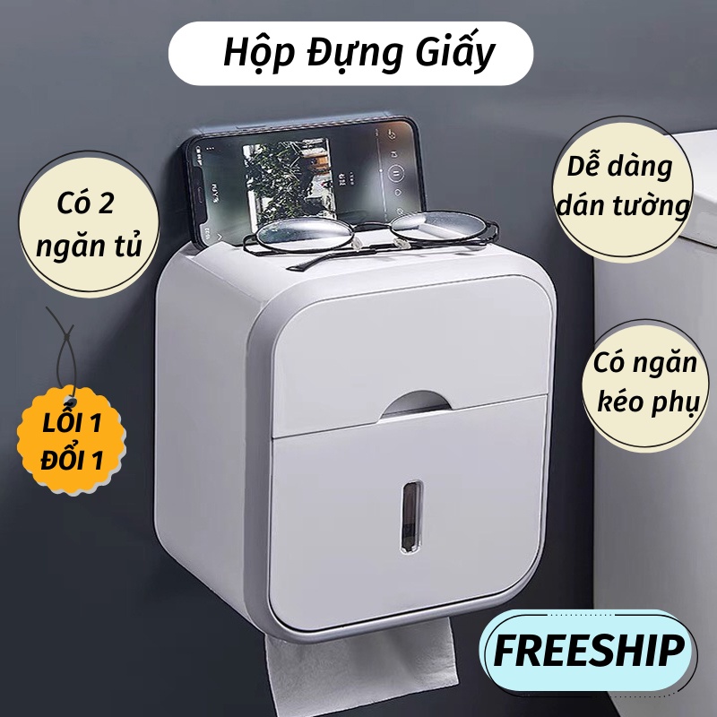 Hộp Đựng Giấy Vệ Sinh Hộp Đựng Giấy Có Ngăn Kéo Phụ Tiện Lợi NỘI THẤT PHÒNG TẮM AKI