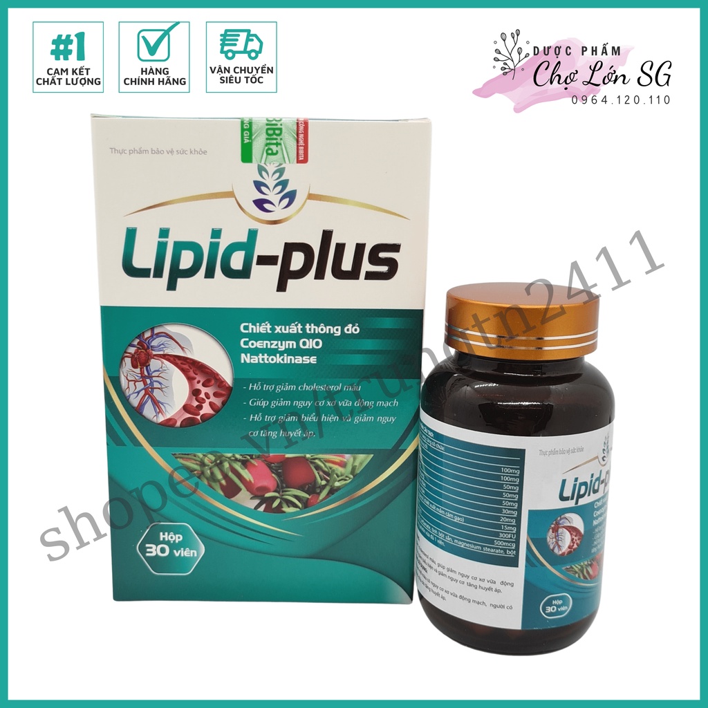 Viên uống giảm cholesterol LIPID PLUS giảm xơ vữa động mạch, giảm nguy cơ tăng huyết áp - Hộp 30 viên