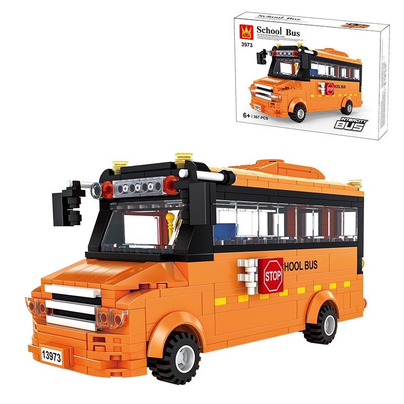 Lắp ráp xếp hình Intercity School Bus 3973 - Mô hình xe buýt đưa đón học sinh 367 chi tiết