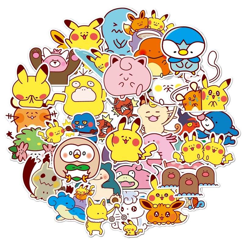 36Pcs/set Pokémon Sticker Pikachu Japanese Anime Waterproof Stickers Decal for Toys