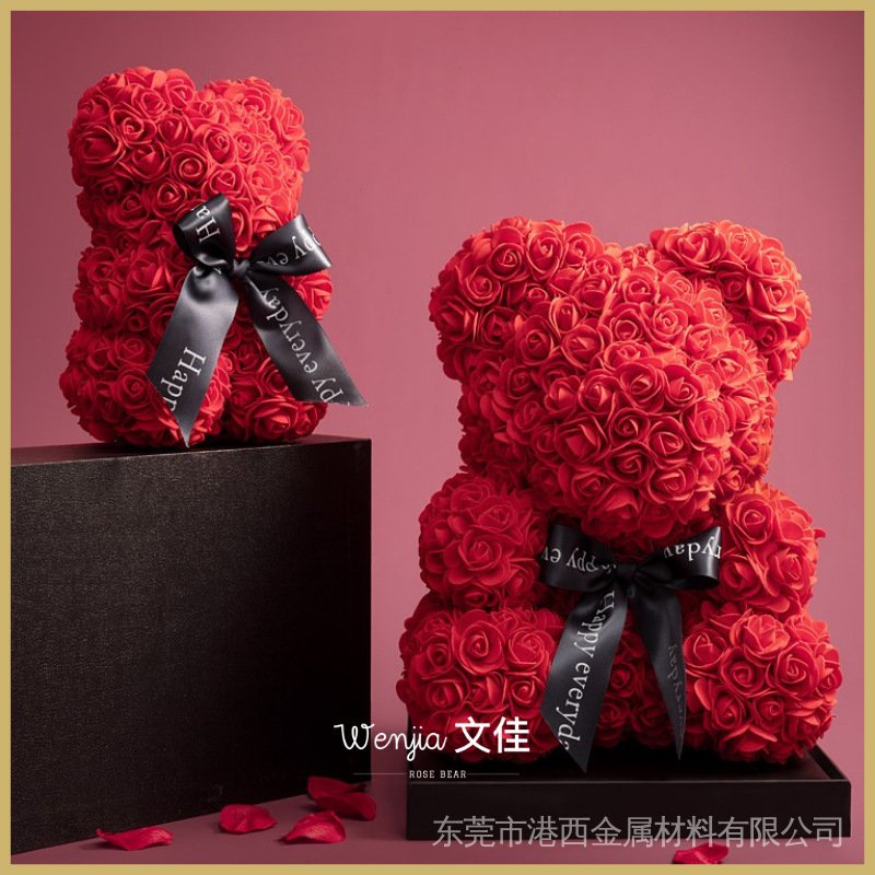 Gấu Bông Hoa Hồng Bất Tử Bằng Xốp PE Sáng Tạo Làm Quà Valentine Cho Bạn Gái