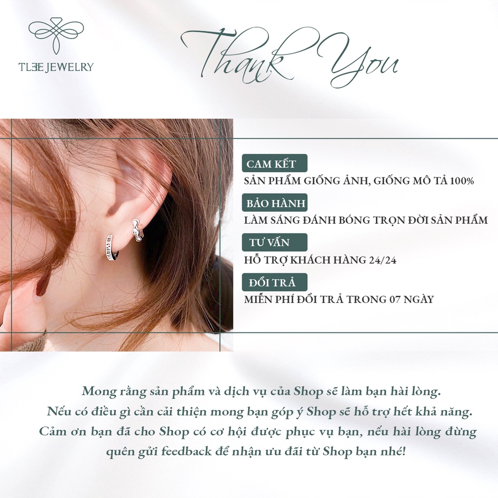 Khuyên tai bạc unisex TLEE tròn chốt bấm hình số la mã lạ mắt NCJ B0155
