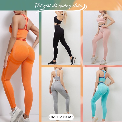 (BT27) Set Đồ Tập Gym, Yoga, Aerobic VẢI DỆT KIM chất siêu co giãn thoải mái - Hàng Quảng Châu Cao Cấp